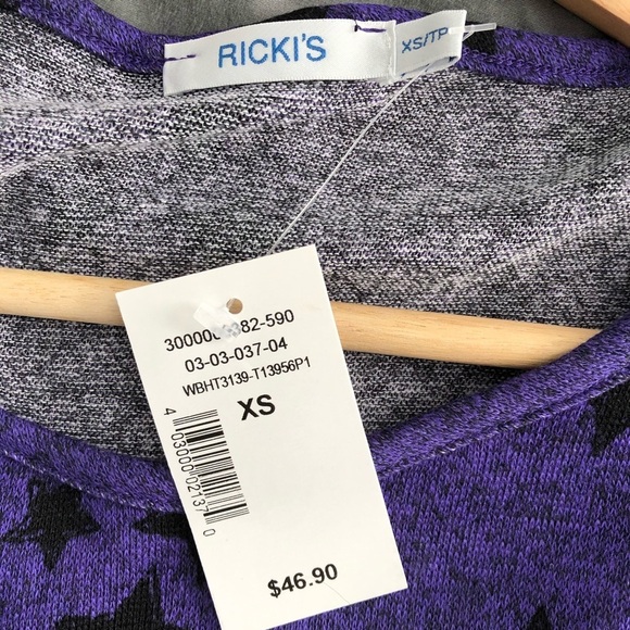 RICKI'S Long Sleeve Ruched Star Print Top - Picture 8 of 9